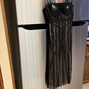 Stunning leather and lace Jen Kao cocktail dress